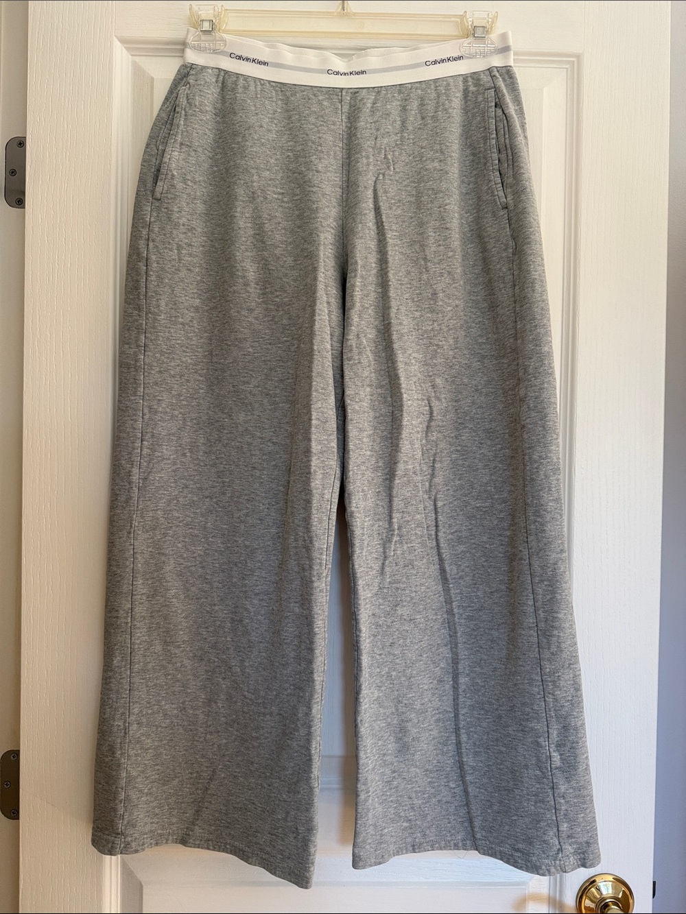 Calvin Klein Light Gray Wide-Leg Lounge Pants